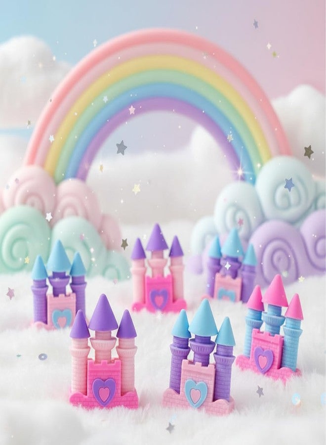 KHUSHA CREATIONS Princess Castle Eraser Set for Kids - Pack of 10 | Fun & Colorful Rubbers for School, Stationery Gift Set, Non-Toxic, Easy to Erase, Pookie Pastel Design, Birthday Return Gift,Kids Stationery Items - Image 2